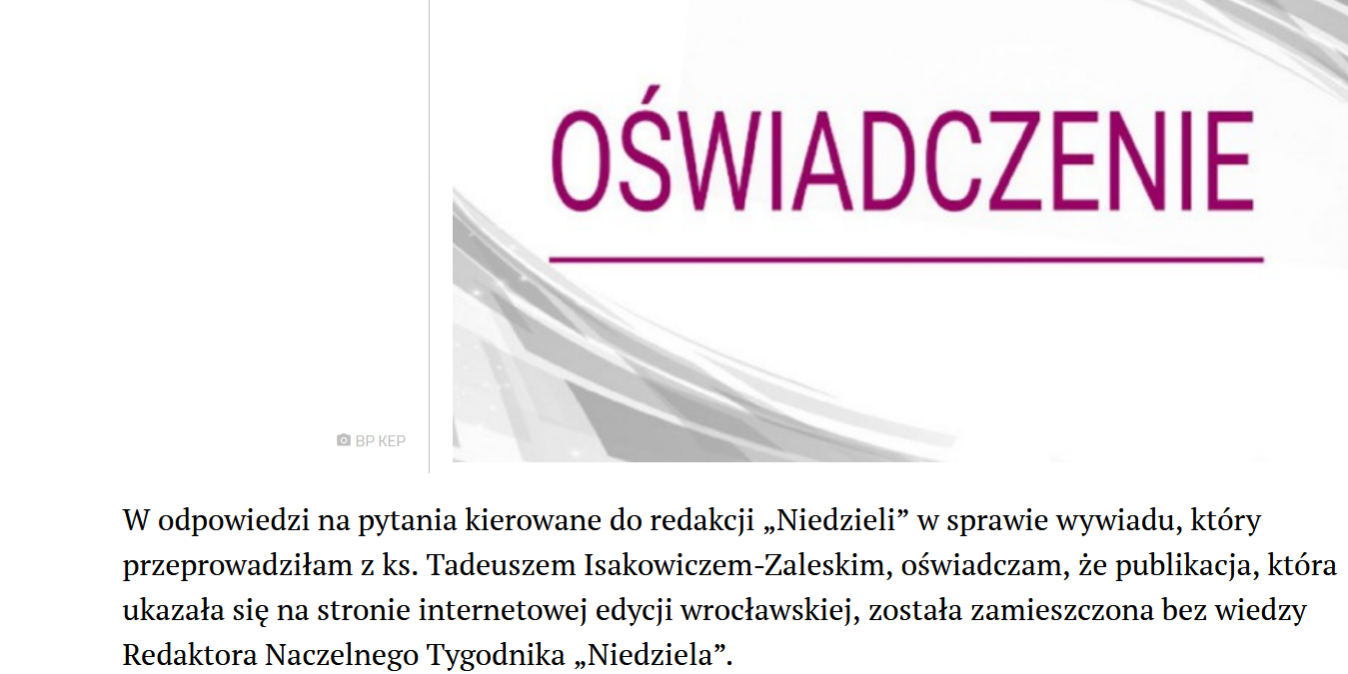 Screenshot_2020-06-01 Oświadczenie ws wywiadu z ks Isakowiczem-Zaleskim